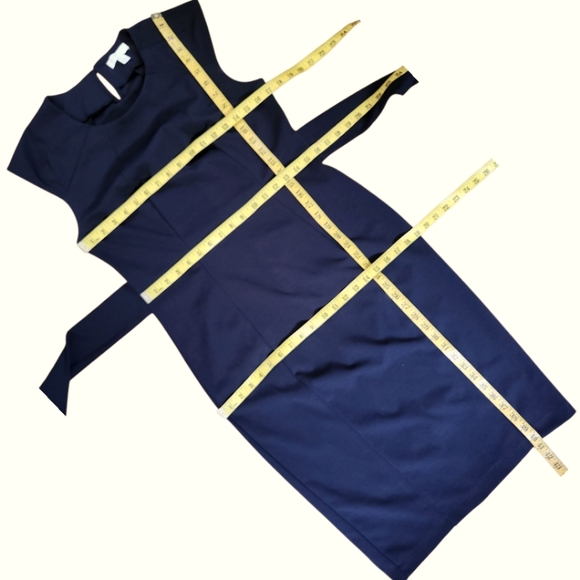 NEW YORK & CO. Navy Blue Cap Sleeve Sheath Dress - Size M - Picture 10 of 11